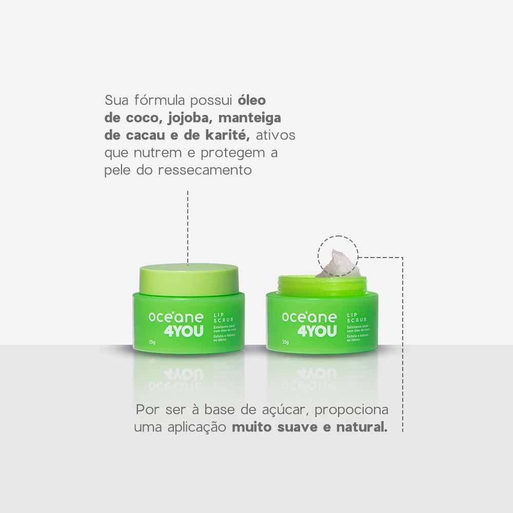Esfoliante Labial com Óleo de Coco Océane 4 You Lip Scrub 15g 5