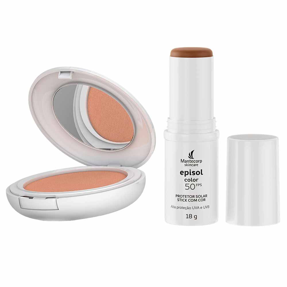 Mantecorp Skincare Episol Color Kit - Stick FPS 50 Médio + Pó Compacto FPS 50 Tom 3 - Médio