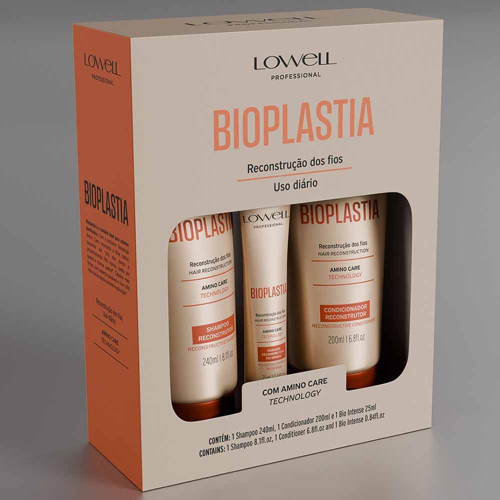 Lowell Bioplastia Reconstrutor Kit - Shampoo + Condicionador + Booster ÚNICO 2