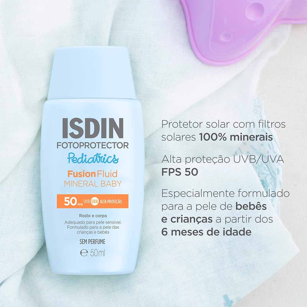 Protetor Solar Infantil Isdin Fusion Fluid Mineral Baby Pediatrics FPS50 50ml 3
