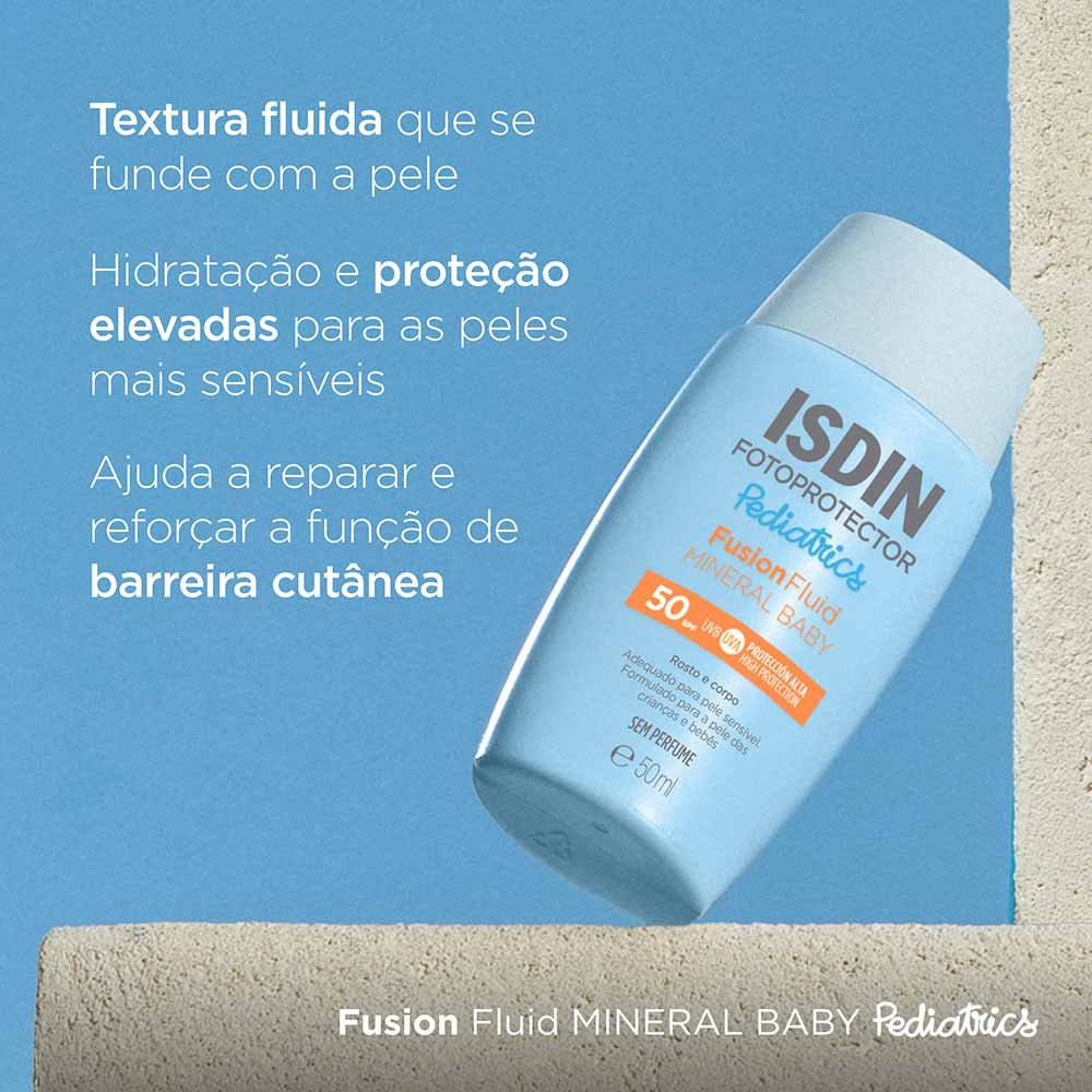 Protetor Solar Infantil Isdin Fusion Fluid Mineral Baby Pediatrics FPS50 50ml 6