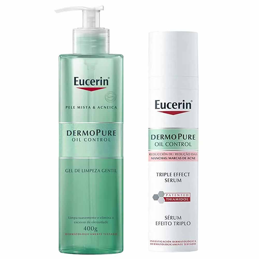 Eucerin Dermo Pure Oil Control Kit – Sérum Efeito Trilho + Gel de Limpeza ÚNICO 1