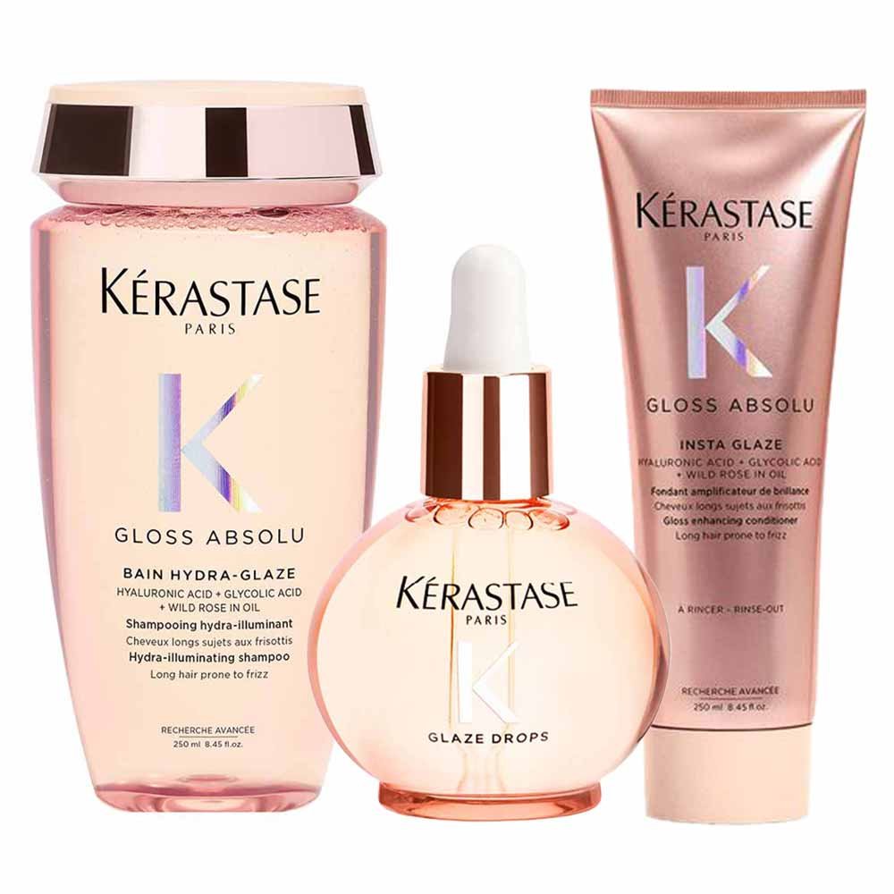 Kérastase Gloss Absolu Glaze Kit – Shampoo + Condicionador + Óleo Capilar ÚNICO 1