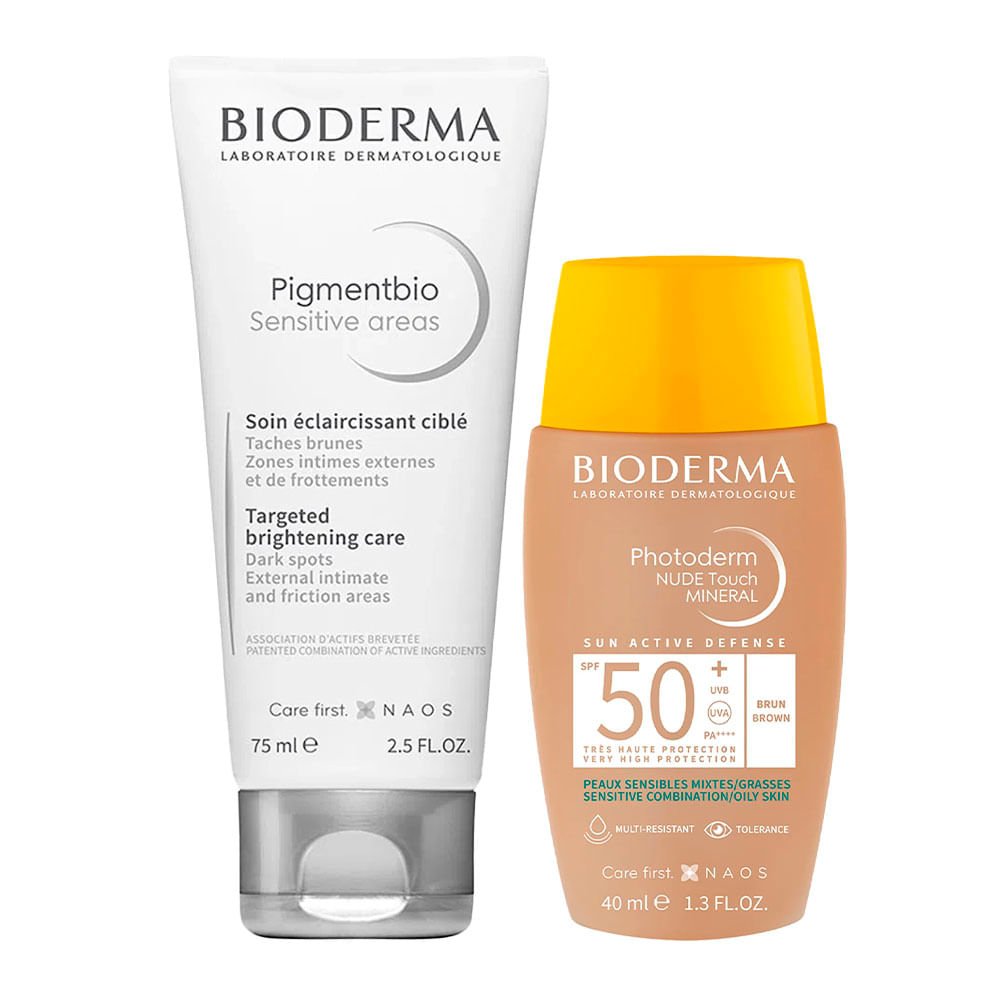 Bioderma Kit - Protetor Solar com Cor FPS50+ 4.0 + Clareador Corporal para Áreas Íntimas e Sensíveis