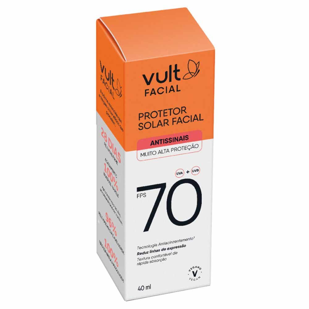 Protetor Solar Facial Vult Antissinais FPS 70 40ml 2