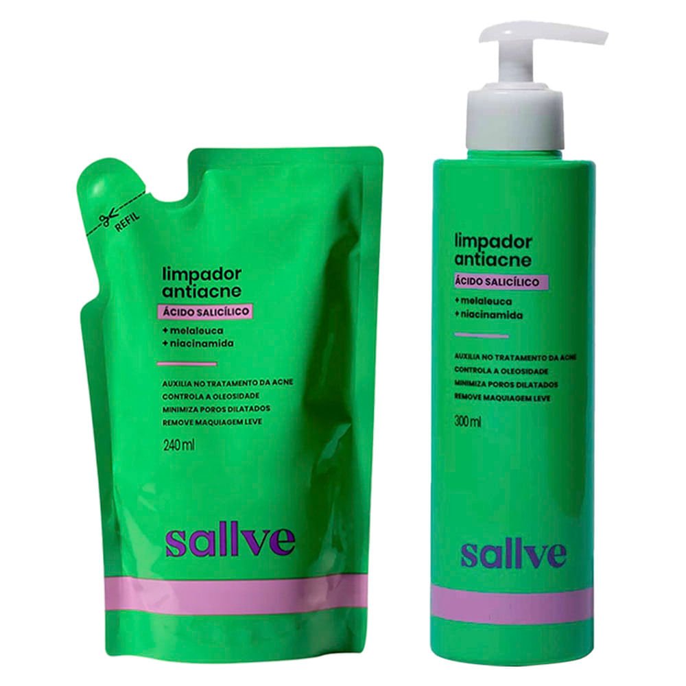 Sallve Antiacne Kit - Refil + Gel Espuma Limpador Facial