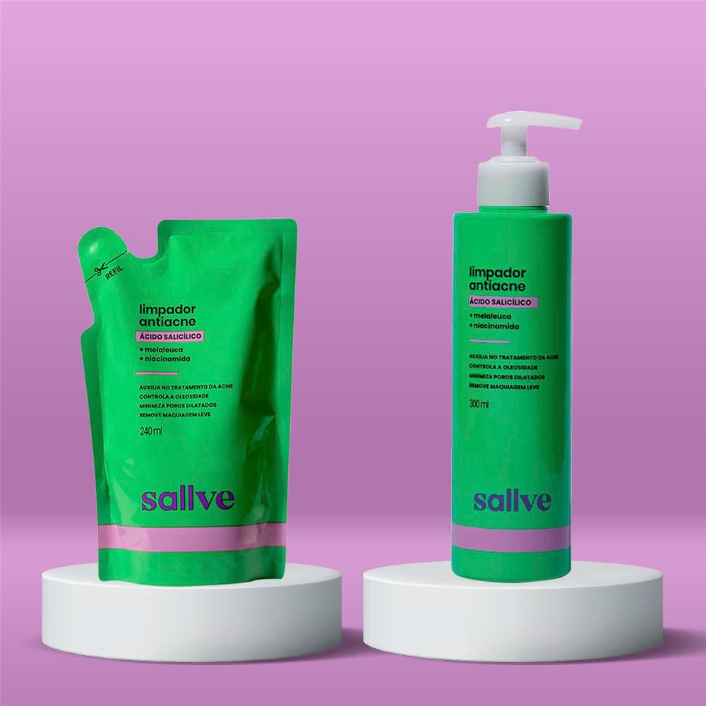 Sallve Antiacne Kit - Refil + Gel Espuma Limpador Facial ÚNICO 2