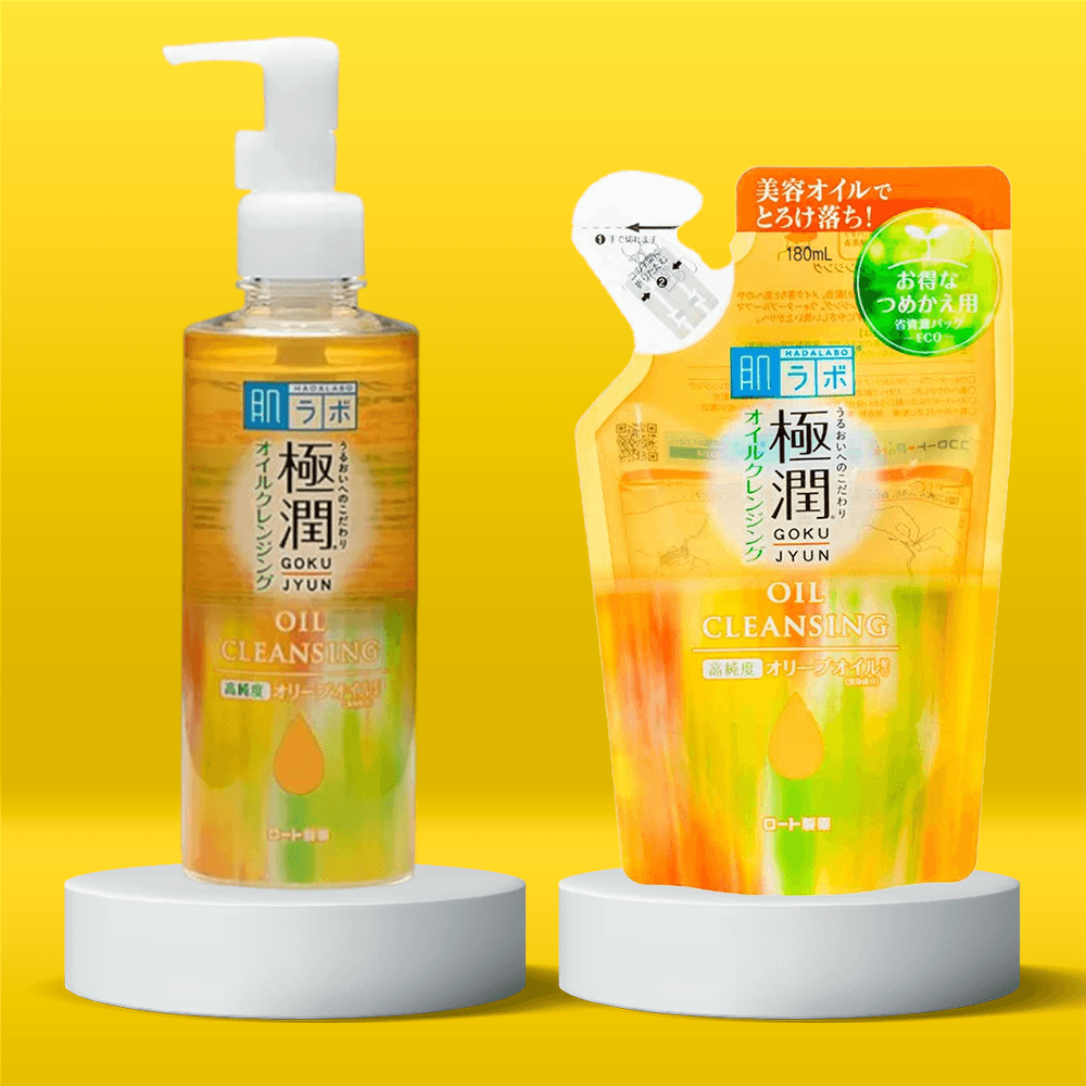 Hada Labo Gokujyun Oil Cleansing Kit – Limpador Facial + Refil ÚNICO 3