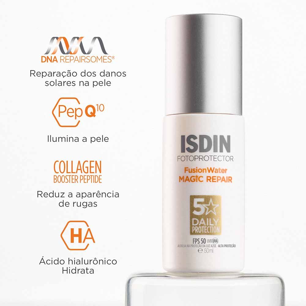 Protetor Solar Facial Isdin Fusion Water Magic Repair FPS50 50ml 5