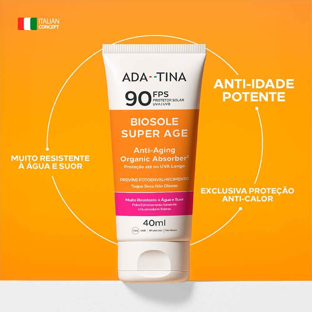 Protetor Solar Facial Ada Tina Biosole Super Age FPS 90 40ml 2