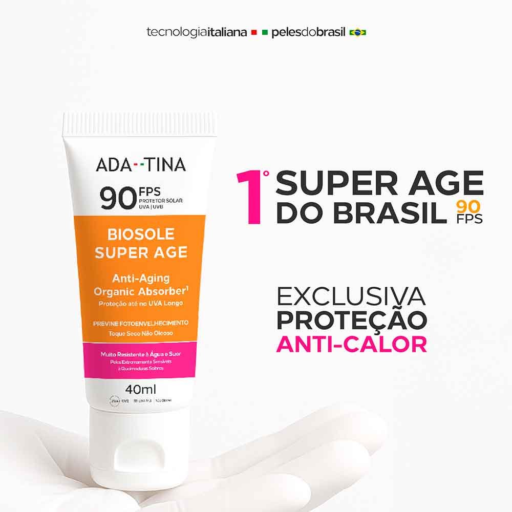 Protetor Solar Facial Ada Tina Biosole Super Age FPS 90 40ml 3