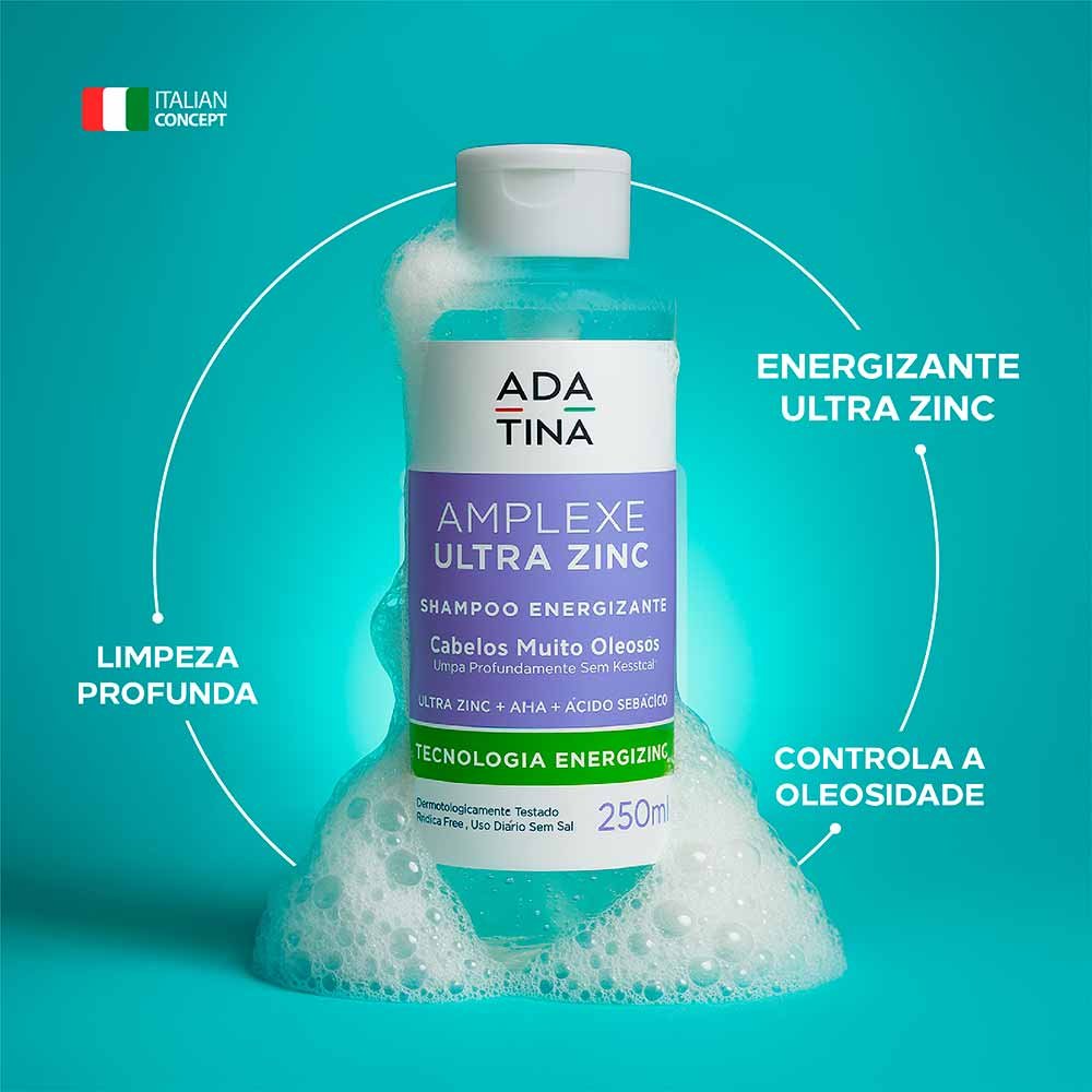 Ada Tina Amplexe Ultra Zinc Shampoo Energizante para Cabelos Muito Oleosos 250ml 2