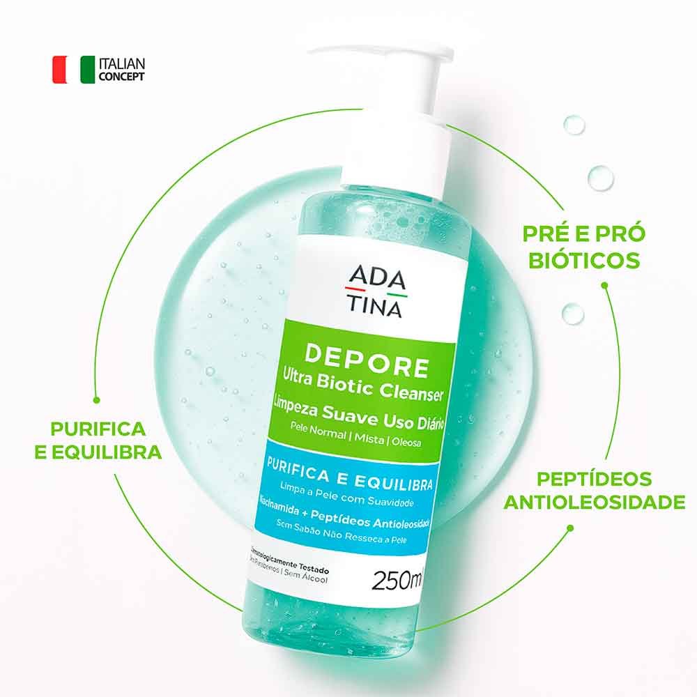 Gel de Limpeza Facial Suave Ada Tina Depore Ultra Biotic Cleanser 250ml 2