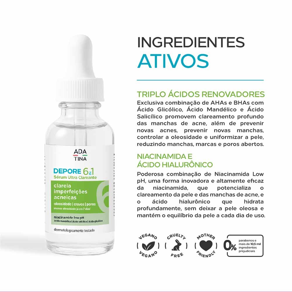 Sérum Ultra Clareante Ada Tina Depore 6 in 1 30ml 5
