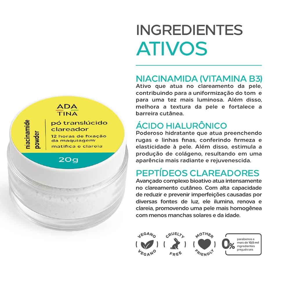 Pó Matificante e Clareador Ada Tina Niacinamide Powder 20g 5