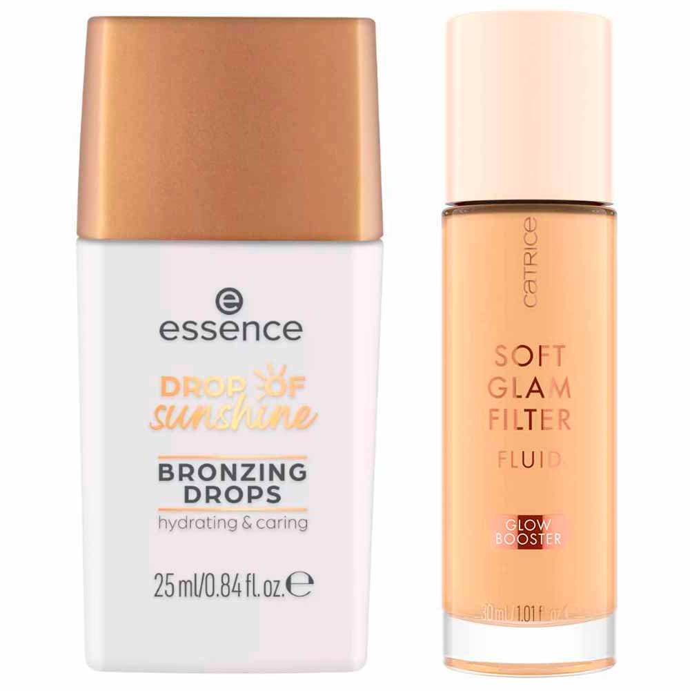 Essence + Catrice Kit - Bronzer Líquido Dourado + Base Ultra Leve