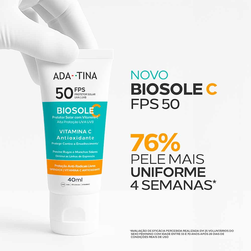 Protetor Solar Facial Clareador Ada Tina Biosole C FPS50 40ml 4