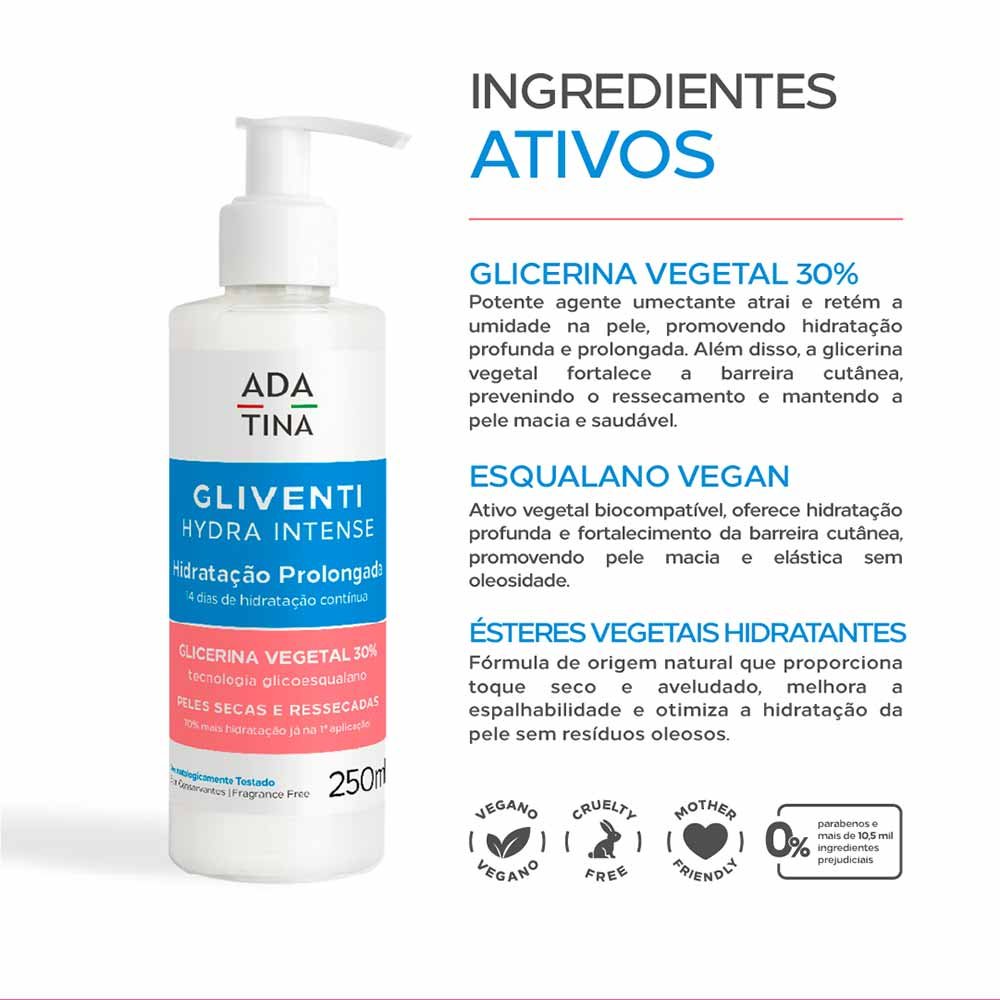 Hidratante Corporal Ada Tina Gliventi Hydra Intense 250ml 5