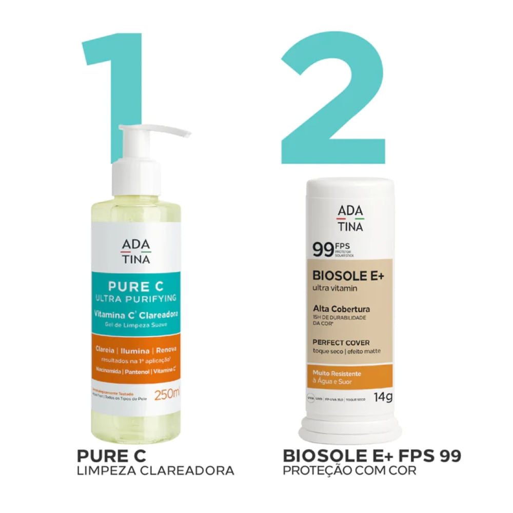 Protetor Solar em Bastão com Cor Ada Tina Biosole E Ultra Vitamin FPS99 14g 14g 6