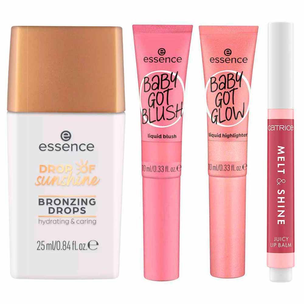 Essence + Catrice Kit - Bronzer + Blush + Iluminador + Balm Labial