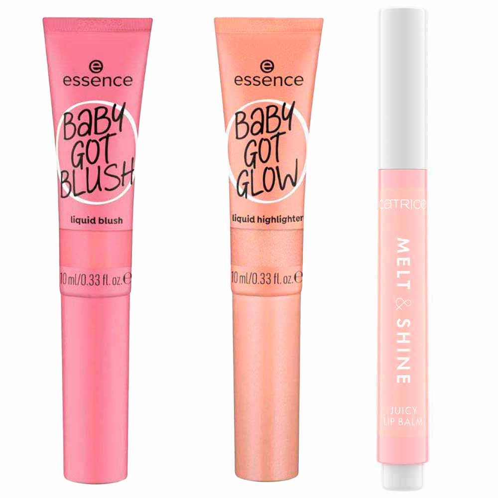 Essence + Catrice Kit - Blush + Balm Labial + Iluminador