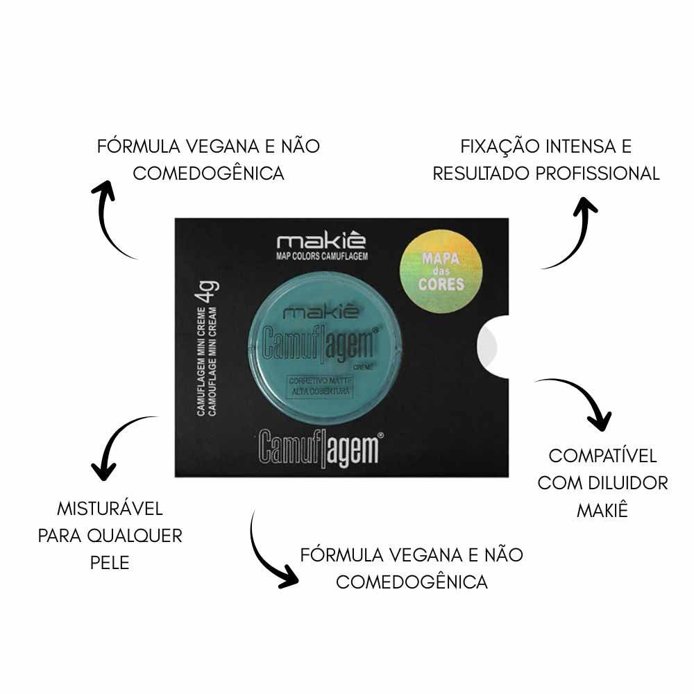 Corretivo Facial Makiê Mini Camuflagem Creme Mapa das Cores 4g Ciano 4