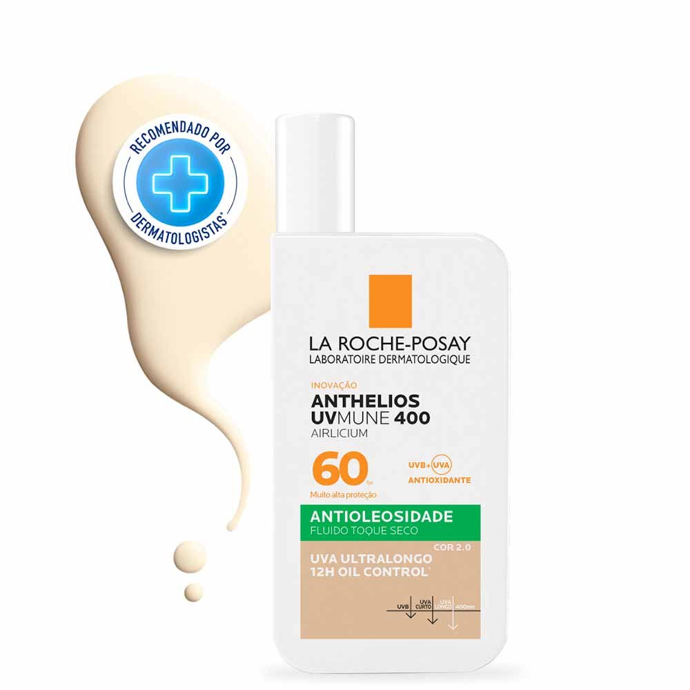Protetor Solar Facial La Roche-Posay Anthelios UVMune 400 Airlicium FPS60 40ml Cor 2.0 3