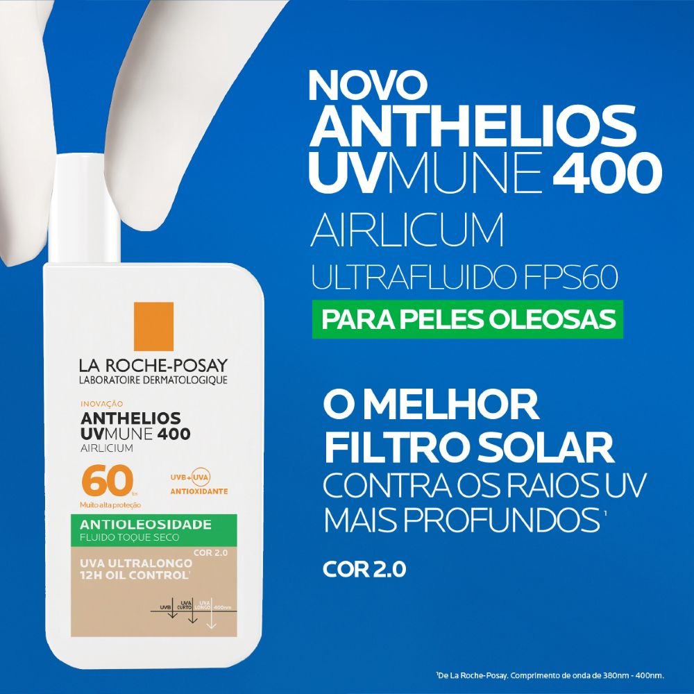 Protetor Solar Facial La Roche-Posay Anthelios UVMune 400 Airlicium FPS60 40ml Cor 2.0 4