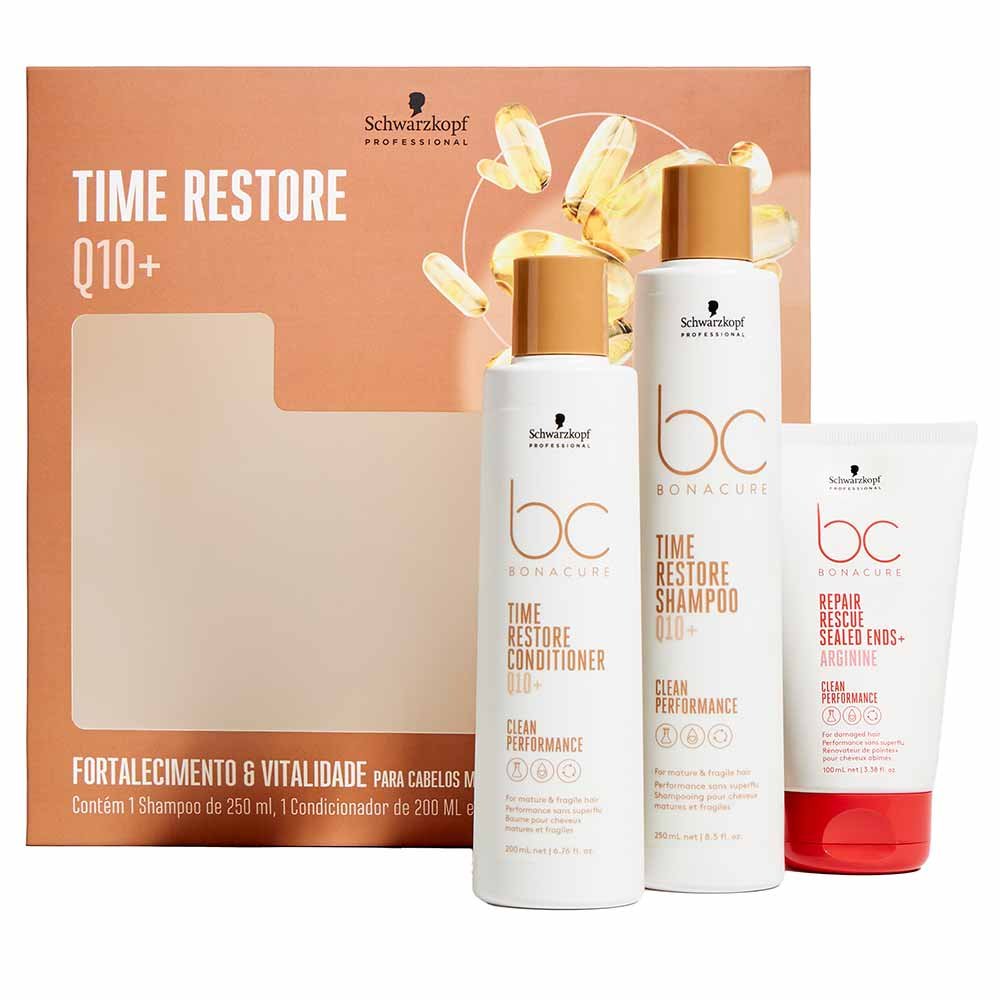 Time Restore Bonacure Schwarzkopf Professional Kit Shampoo + Condicionador + Finalizador ÚNICO 2