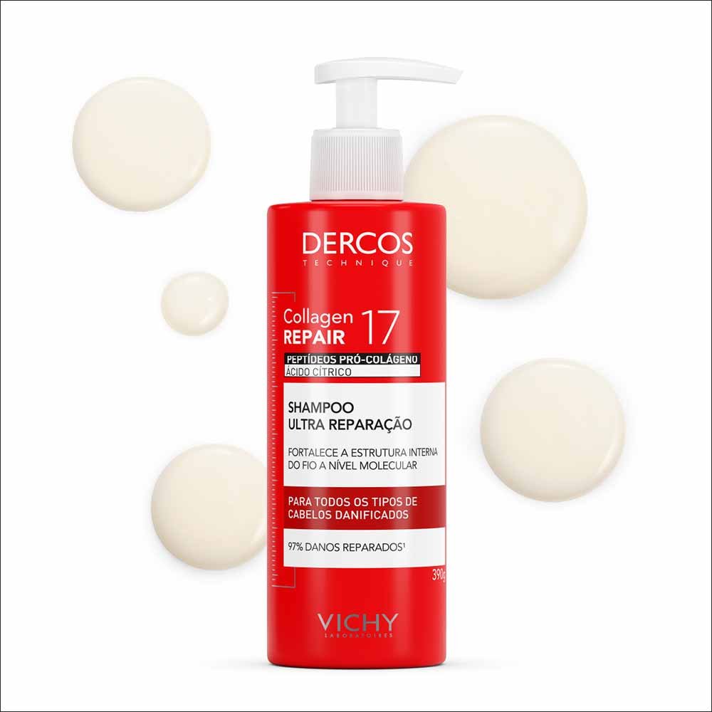 Shampoo Ultra Reparação Vichy Dercos Collagen Repair 17 390ml 2