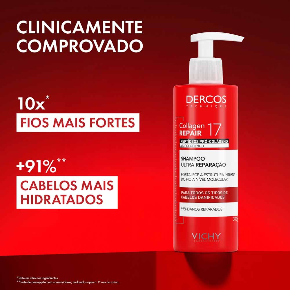 Shampoo Ultra Reparação Vichy Dercos Collagen Repair 17 390ml 8