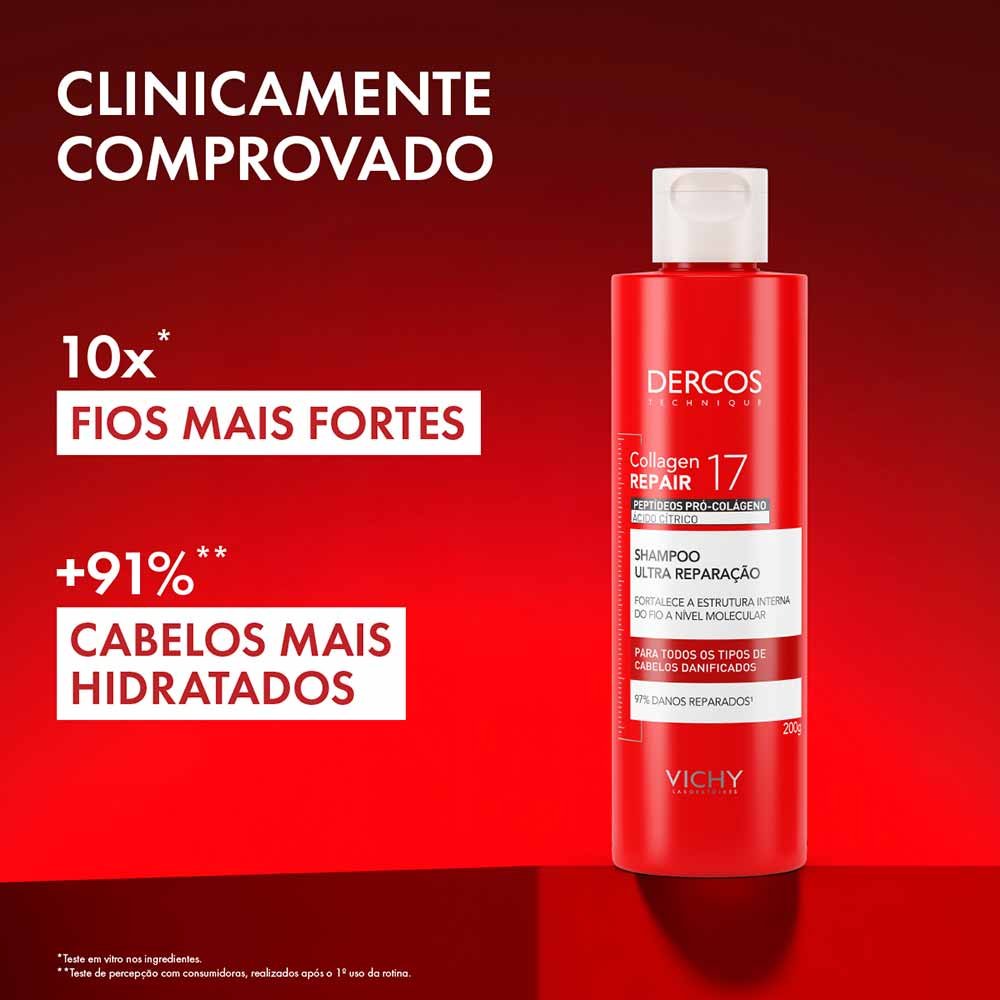 Shampoo Ultra Reparação Vichy Dercos Collagen Repair 17 200ml 8