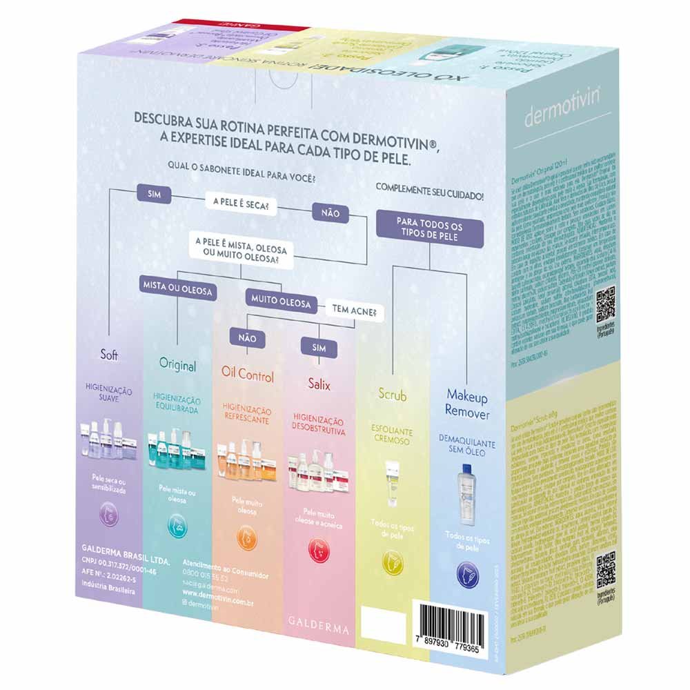 Dermotivin Kit Xô Oleosidade - Sabonete + Esfoliante Scrub + Hidratante ÚNICO 6