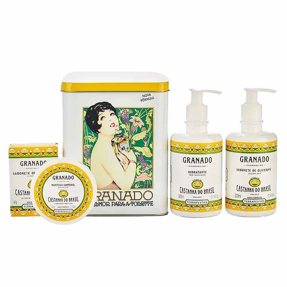Kit Granado Terrapeutics Castanha Sabonte em Barra+ Sabonete Líquido + Hidratante Corporal + Manteiga Corporal + Lata Decorativa ÚNICO 2