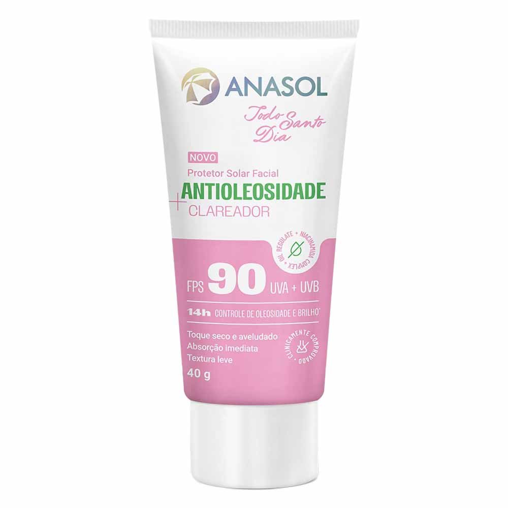 Protetor Solar Facial Anasol Antioleosidade Clareador FPS 90