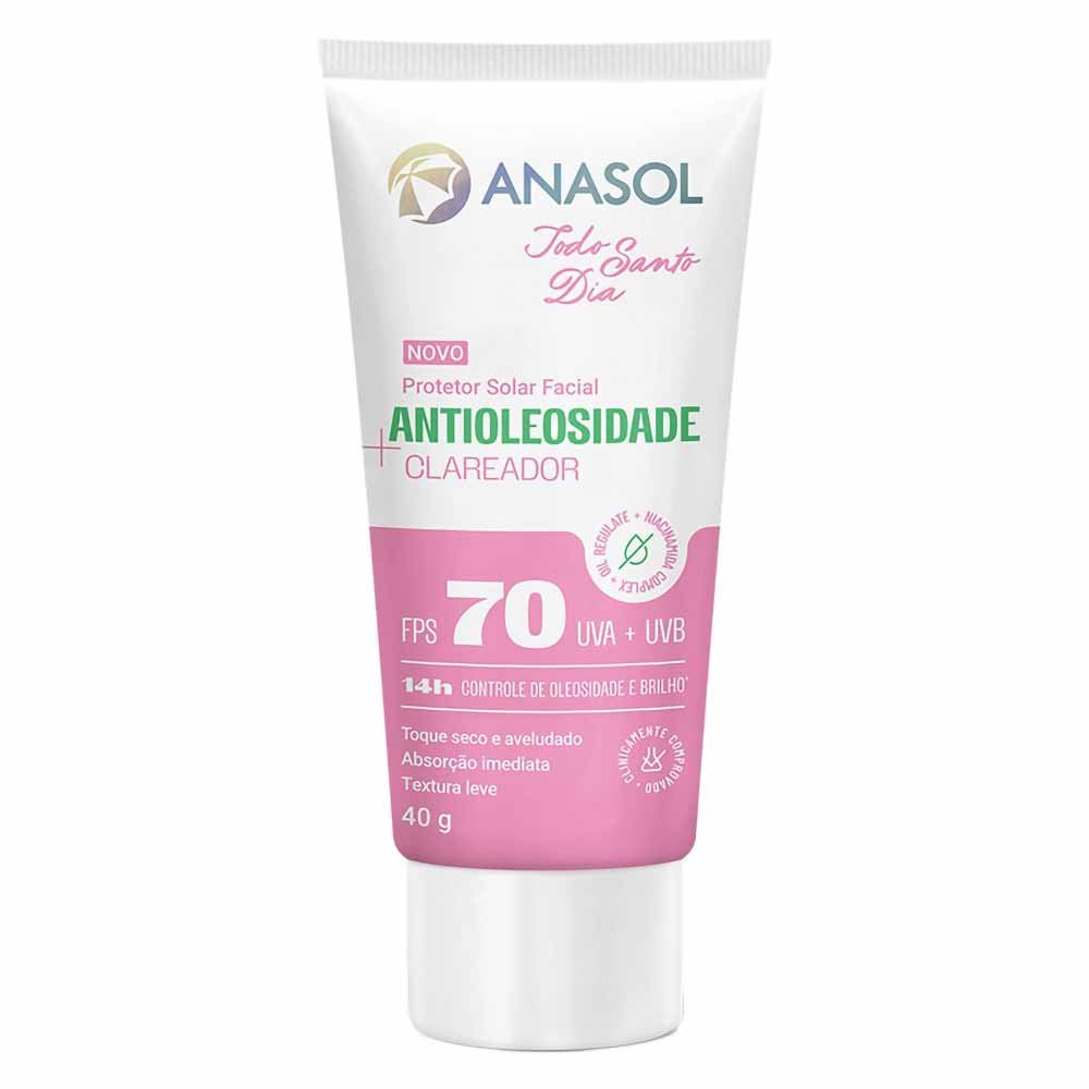 Protetor Solar Facial Anasol Antioleosidade Clareador FPS 70