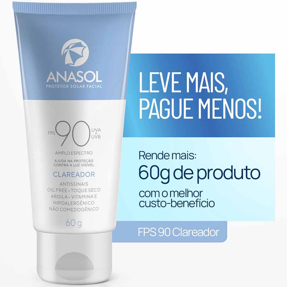 Protetor Solar Facial Anasol Clareador FPS90 60g 2