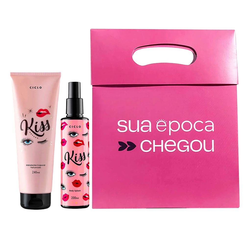 Kiss Ciclo Cosméticos Kit Presente de Natal - Body Splash + Loção Hidratante + Sacola Presenteável