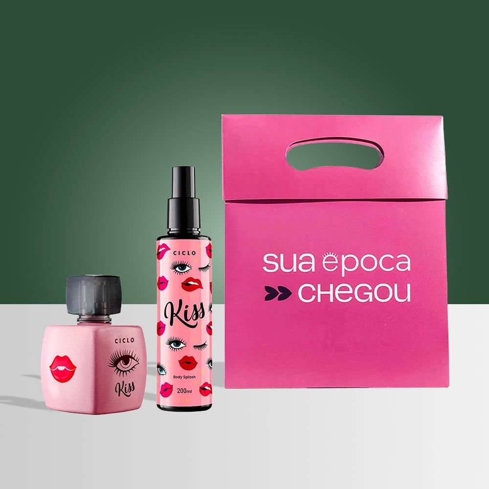 Kiss Ciclo Cosméticos Kit Presente de Natal – Perfume Feminino Deo Colônia + Body Splash + Sacola Presenteável ÚNICO 2