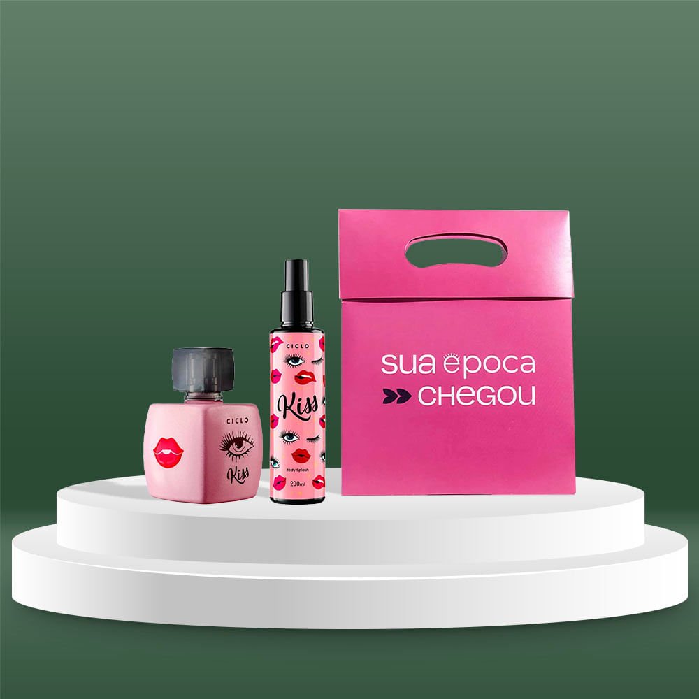 Kiss Ciclo Cosméticos Kit Presente de Natal – Perfume Feminino Deo Colônia + Body Splash + Sacola Presenteável ÚNICO 3
