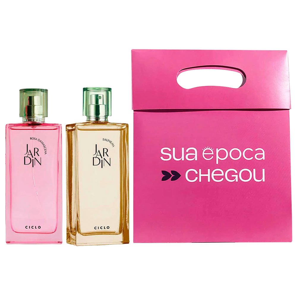 Ciclo Cosméticos Jardin Kit Presente de Natal - Deo Colônia Rosa Dama + Deo Colônia Baunilha + Sacola Presenteável