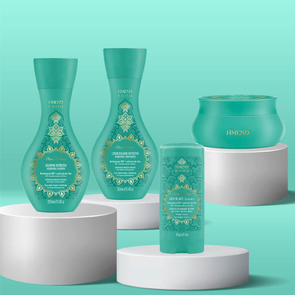 Amend Millenar Óleos Árabes Kit - Shampoo + Condicionador + Máscara + Bálsamo Selante ÚNICO 3