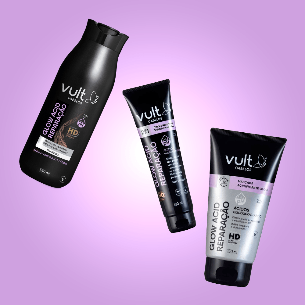 Vult Glow Acid Kit - Shampoo + Máscara Acidificante + Creme Noturno ÚNICO 2