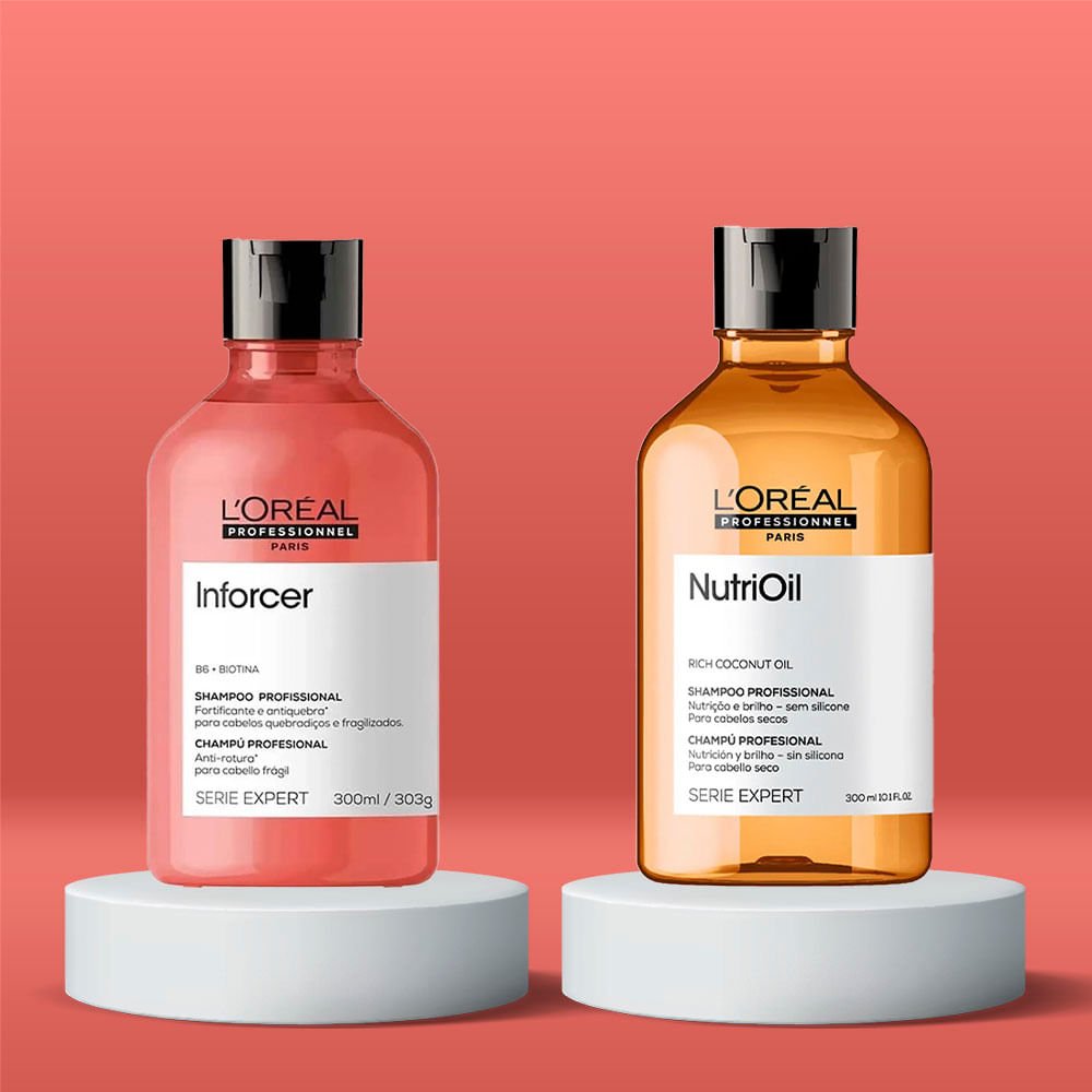 L’Oréal Professionnel Kit – Shampoo NutriOil + Shampoo Inforcer ÚNICO 3