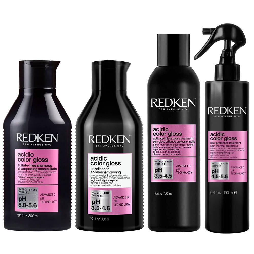 Redken AcidicColor Gloss Kit – Shampoo + Condicionador + Tratamento + Leave- In