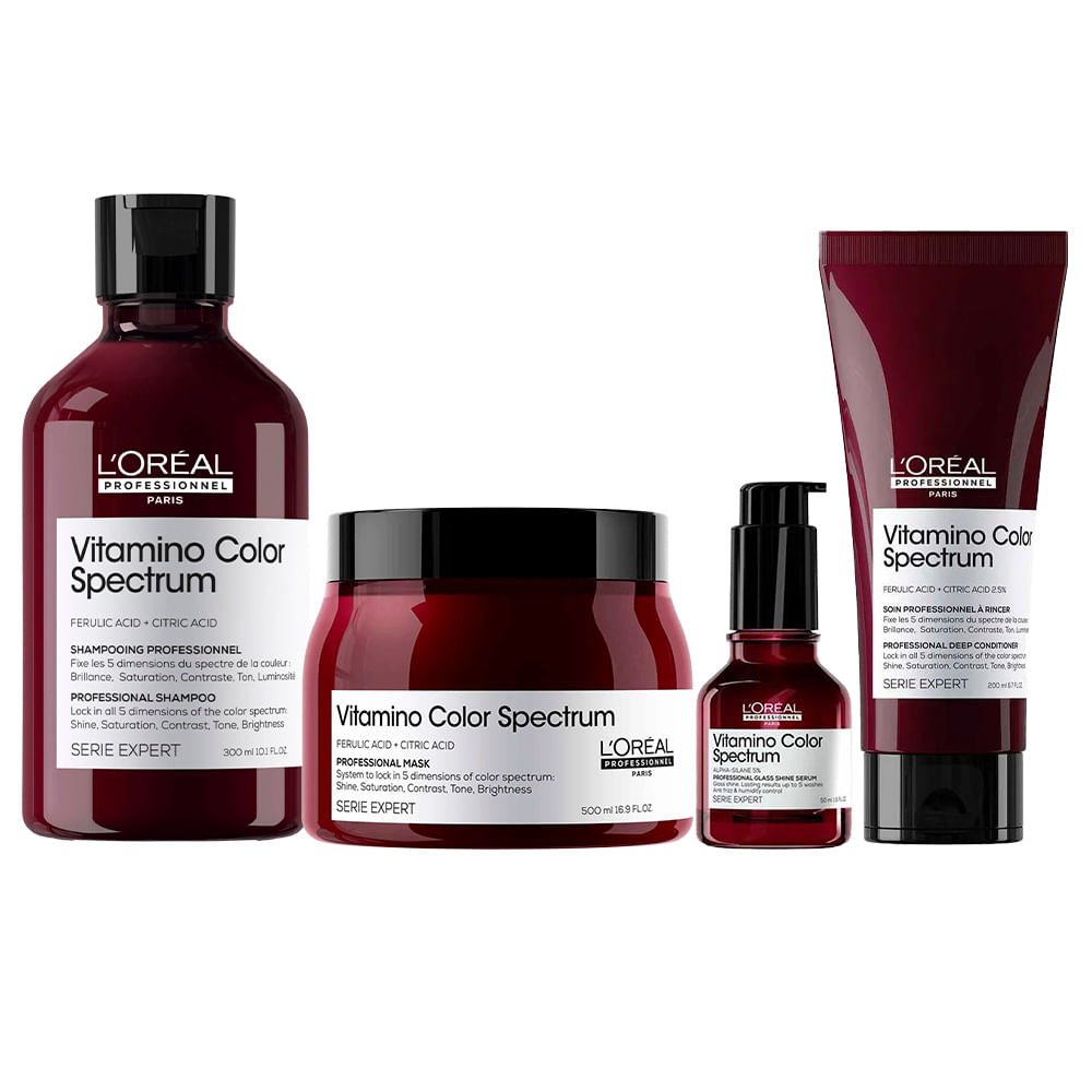 L'Oréal Professionnel Vitamino Color Spectrum Kit – Shampoo + Condicionador + Máscara + Sérum