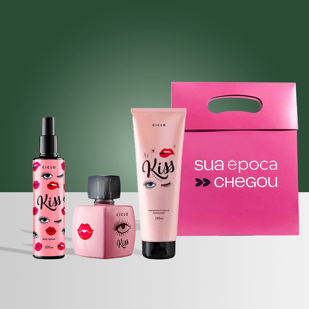 Kiss Ciclo Cosméticos Kit Presente de Natal - Perfume Feminino + Body Splash + Loção Hidratante + Sacola Presenteável ÚNICO 2