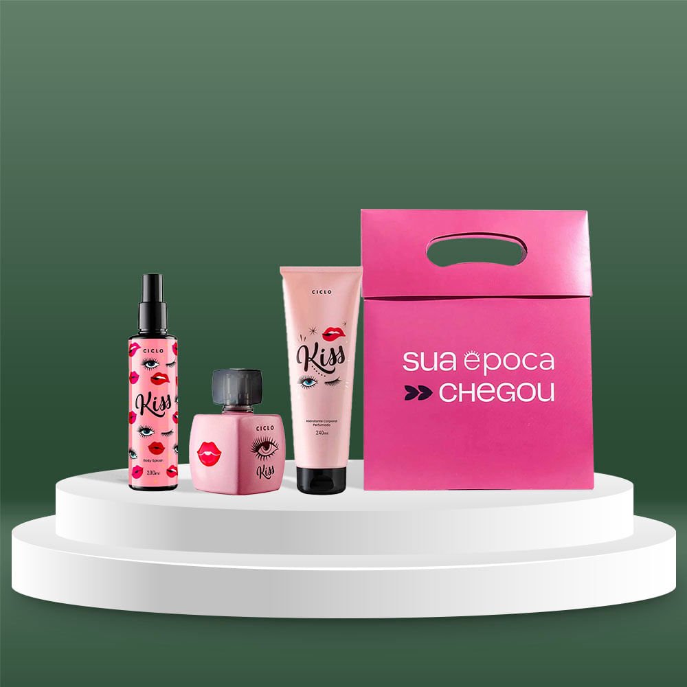 Kiss Ciclo Cosméticos Kit Presente de Natal - Perfume Feminino + Body Splash + Loção Hidratante + Sacola Presenteável ÚNICO 3