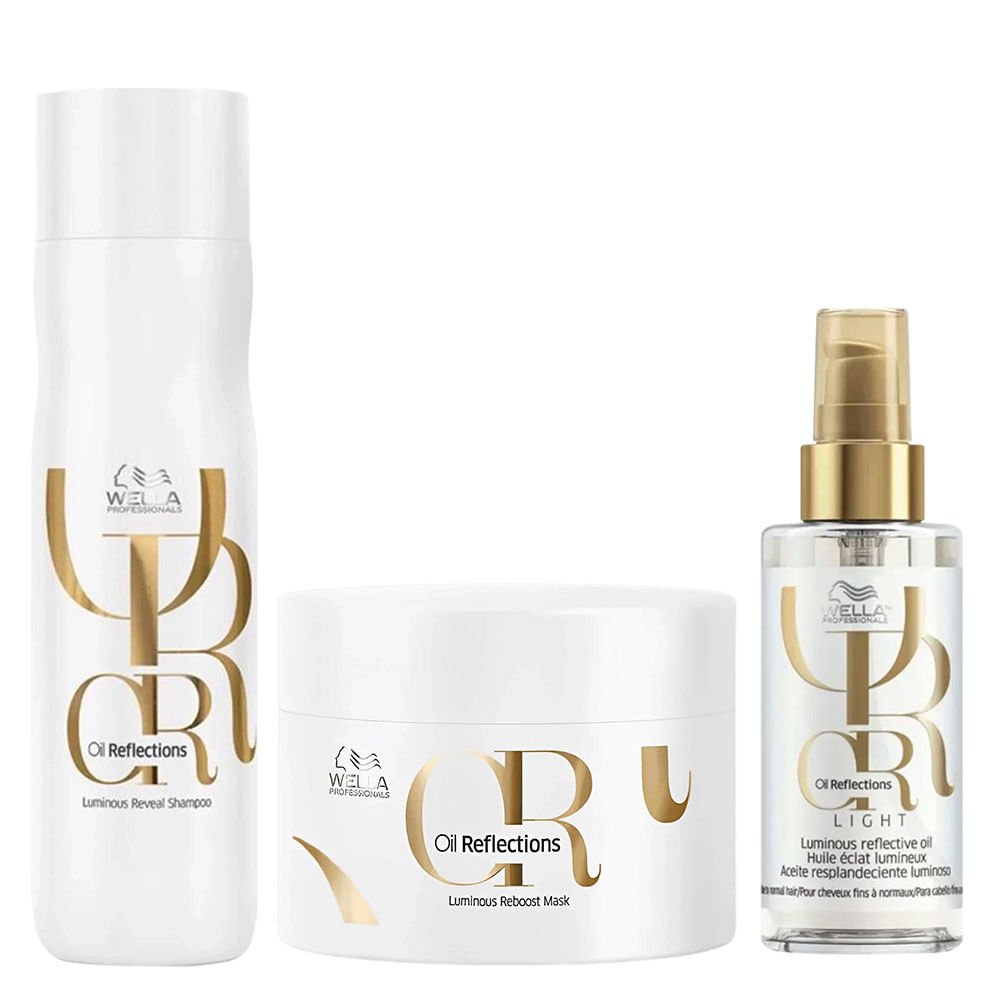 Wella Professionals Oil Reflections Kit – Shampoo + Máscara + Óleo Capilar Light