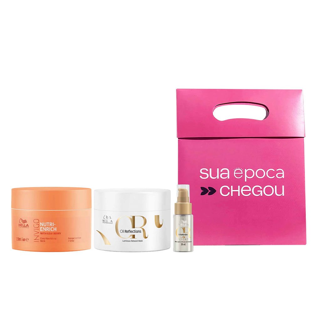 Kit de Natal Wella Professionals - Máscara Invigo Nutri-Enrich + Máscara Oil Reflections + Óleo Capilar + Sacola Presenteável